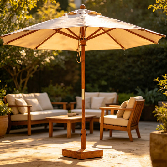 Solid Wood Outdoor Sun Umbrella
